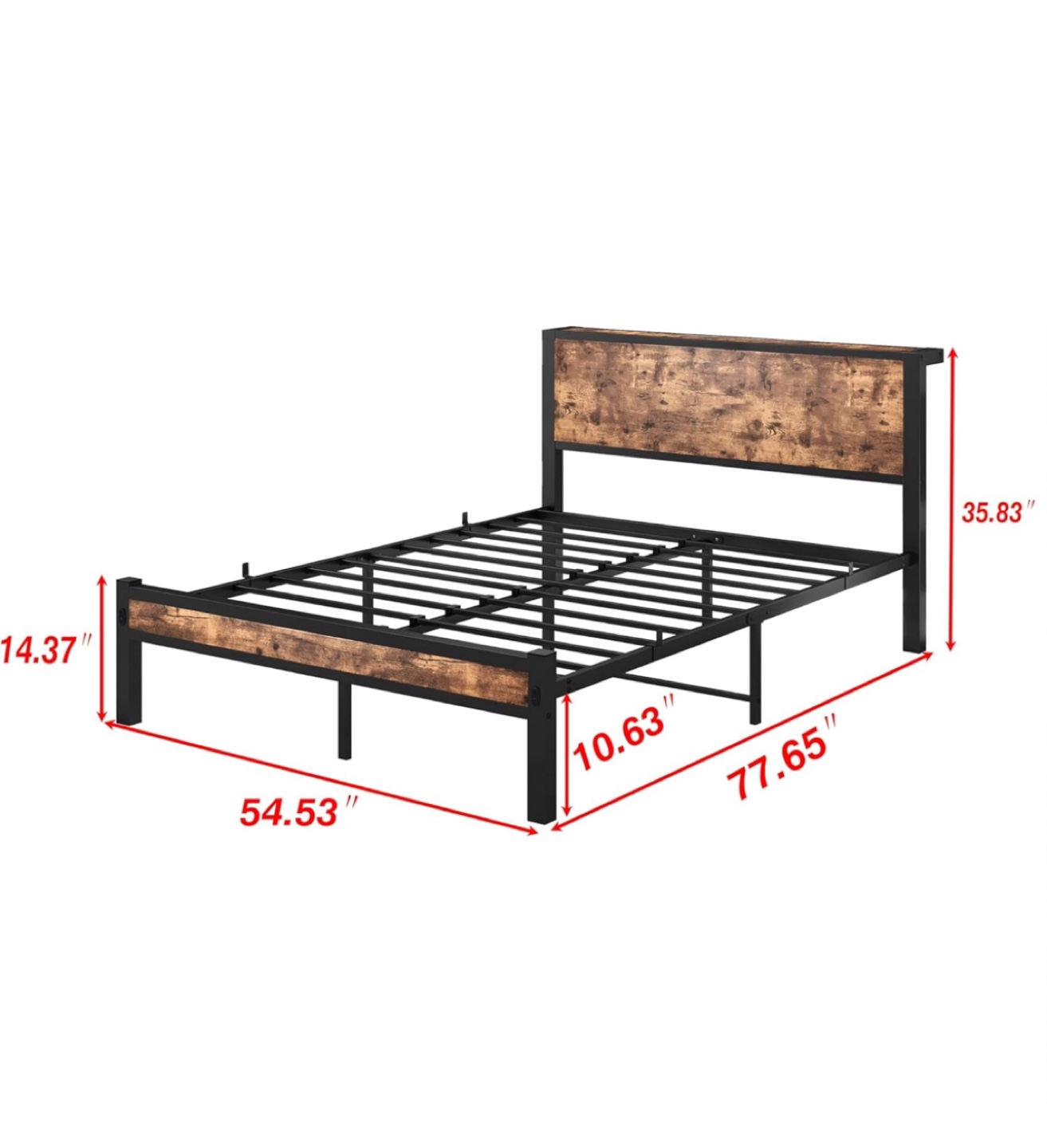 Queen Size Metal Bed Frame with Headboard - photo 3