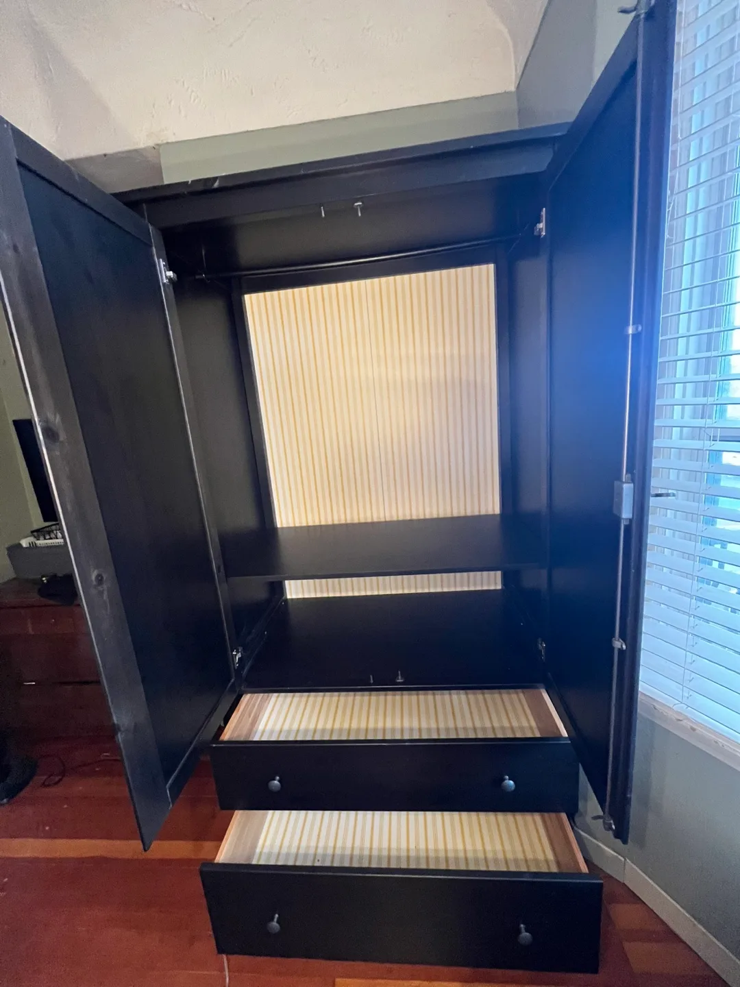 Large IKEA Dark Brown Wardrobe Armoire with Two Drawers image indicator(2)