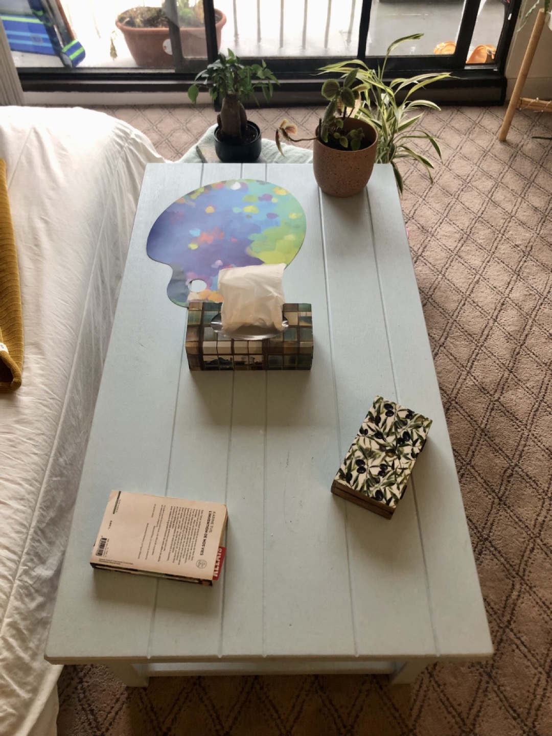 Light Blue Coffee Table with Shelf - photo 3