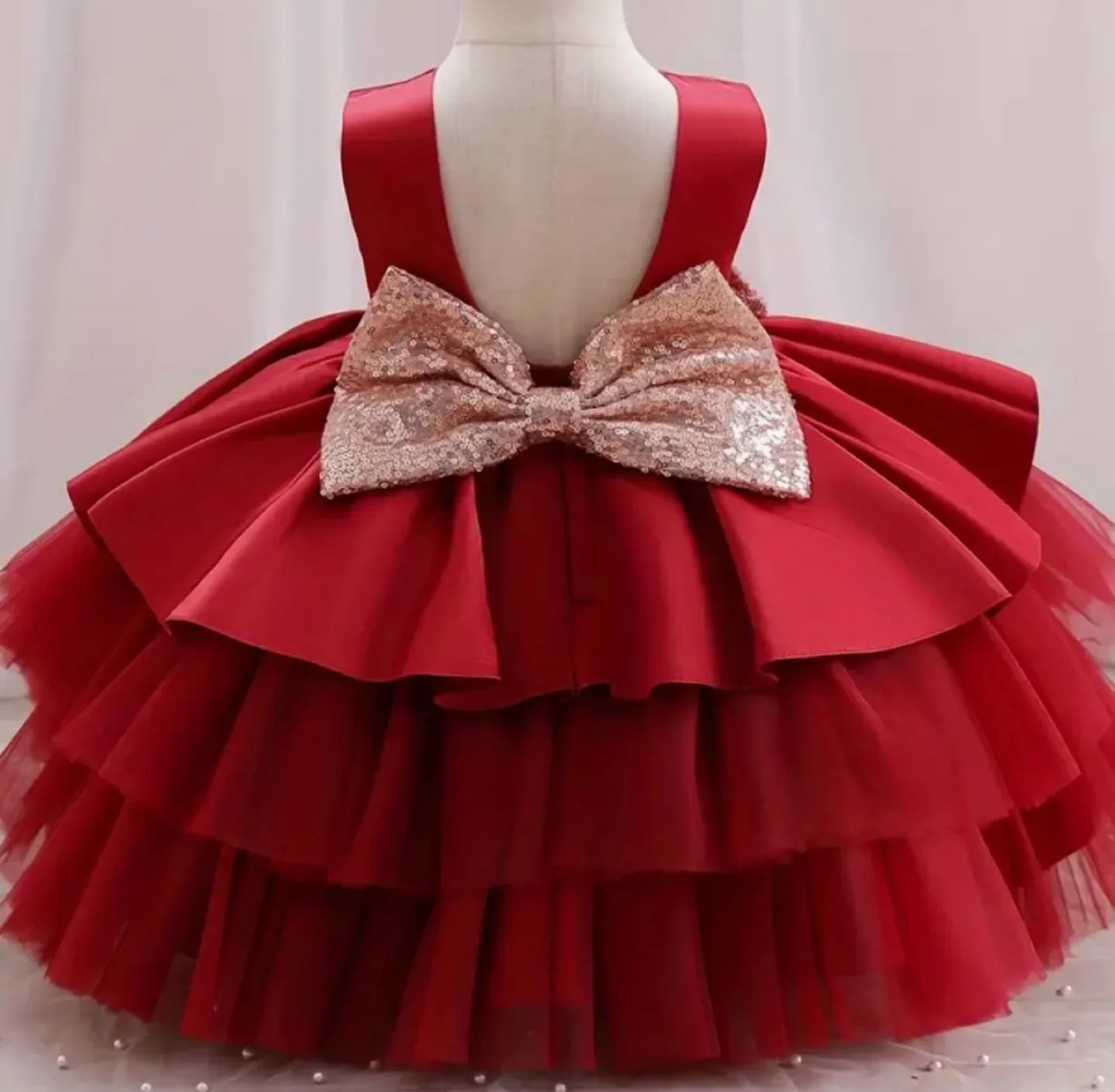 Burgundy Baby Girl's Special Occasion Dress image indicator(2)