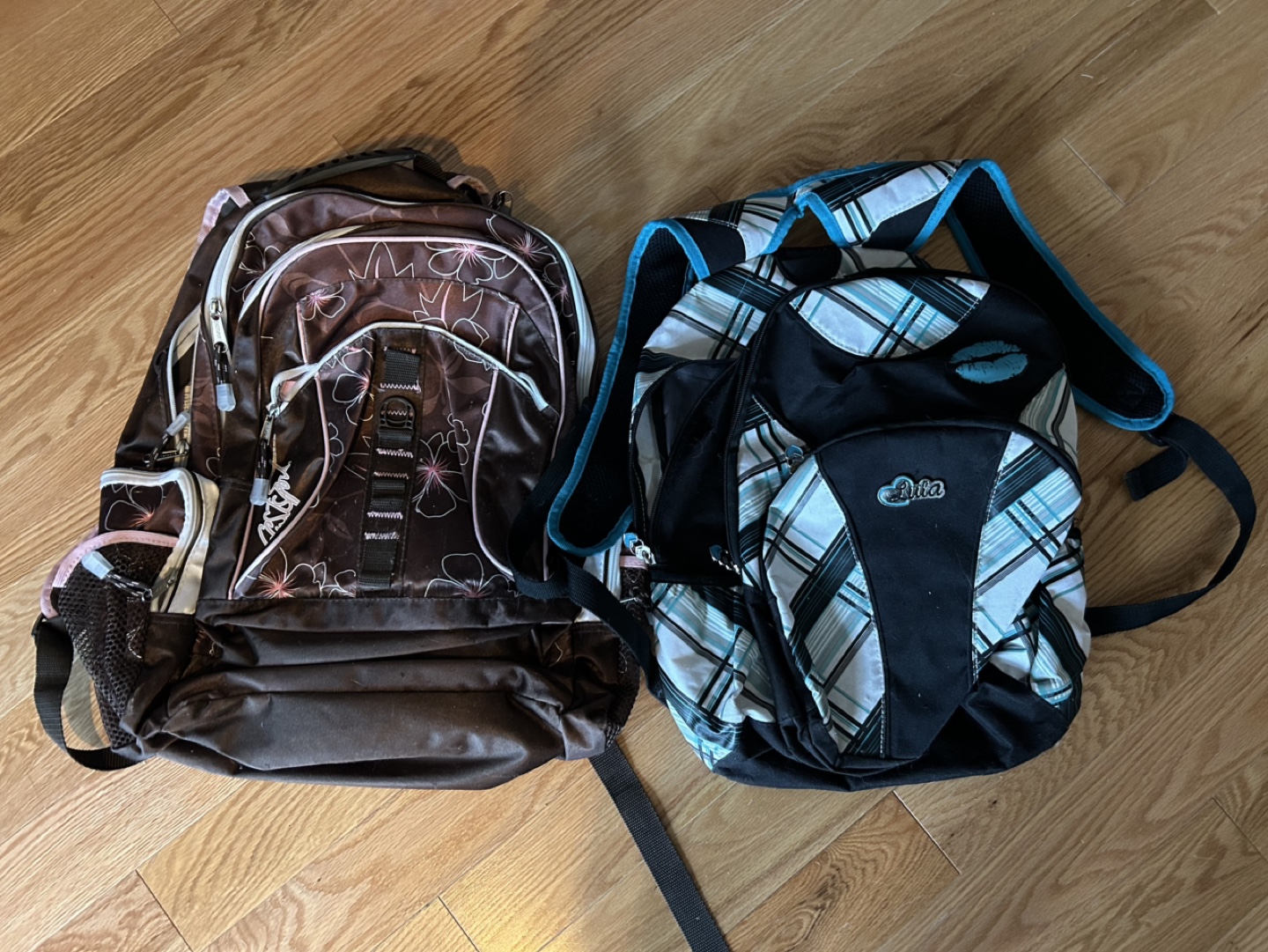 Two girls' backpacks