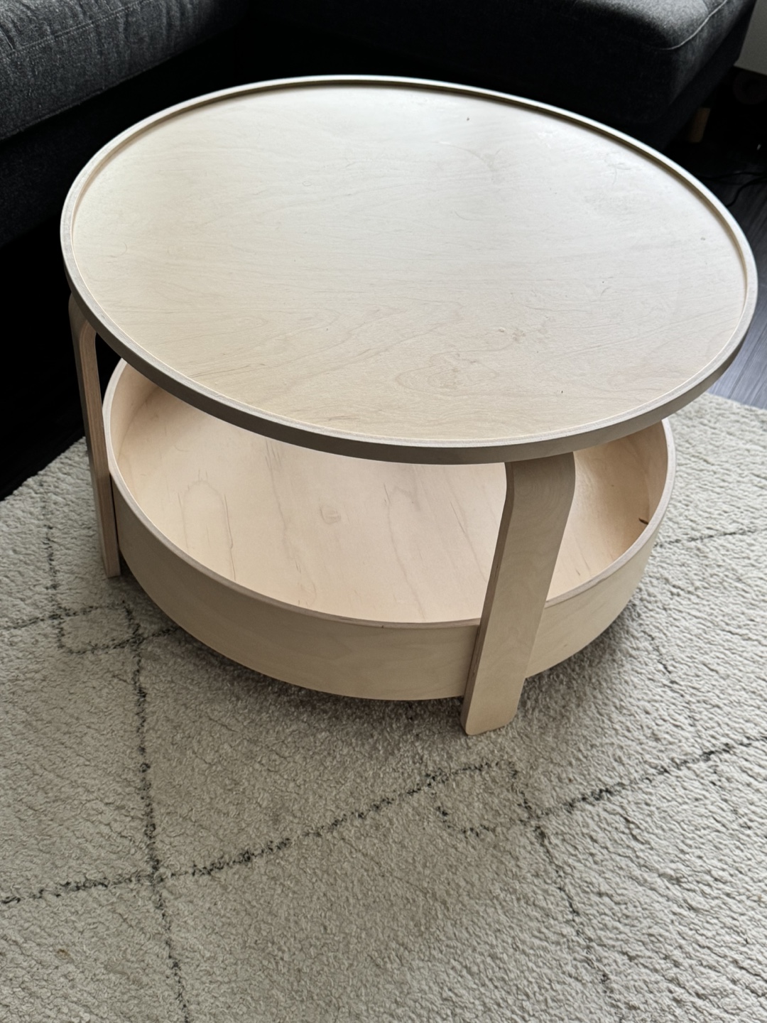 Round Wooden Coffee Table with Storage - photo 2