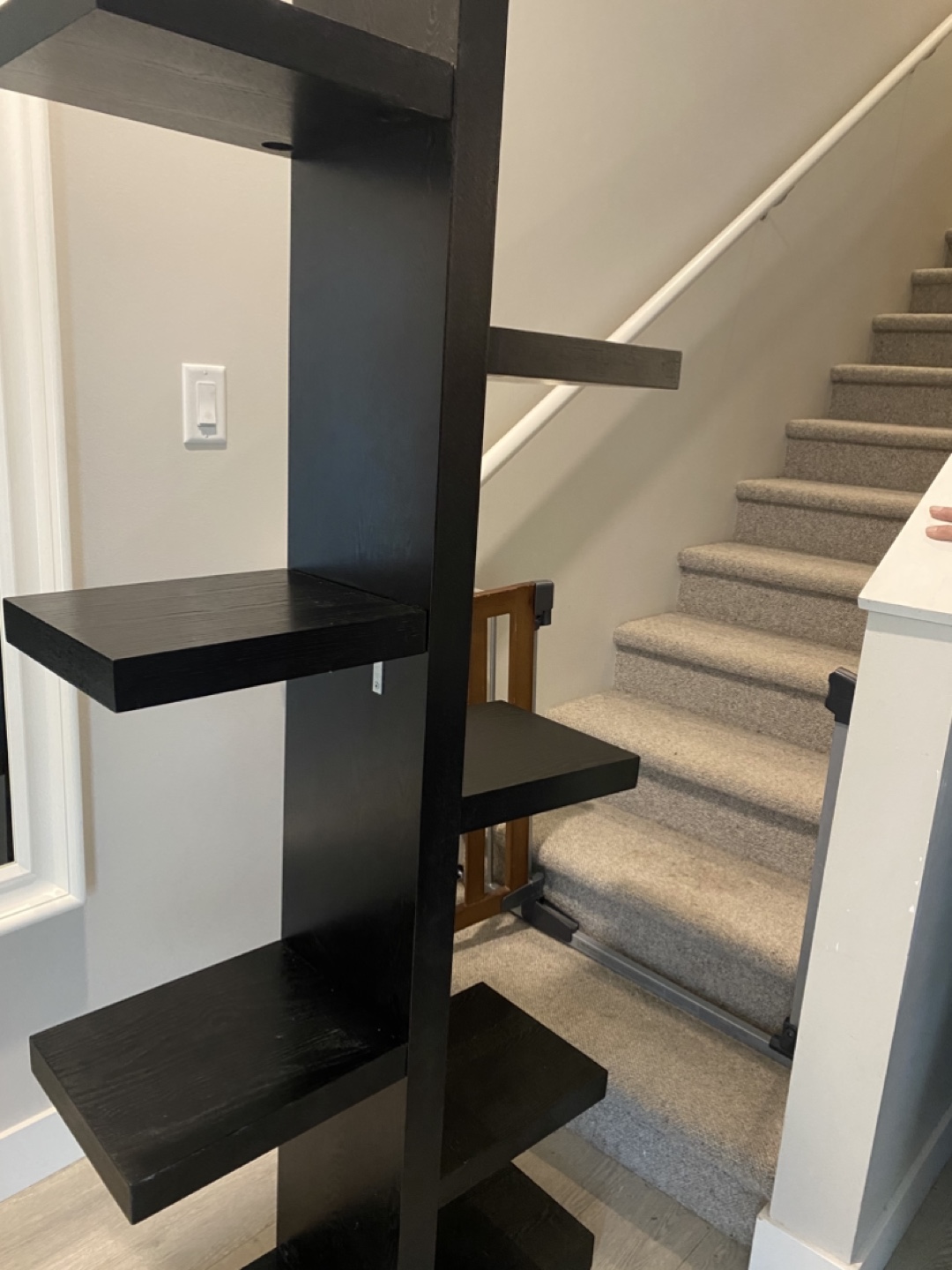 Black 6-shelf narrow bookcase