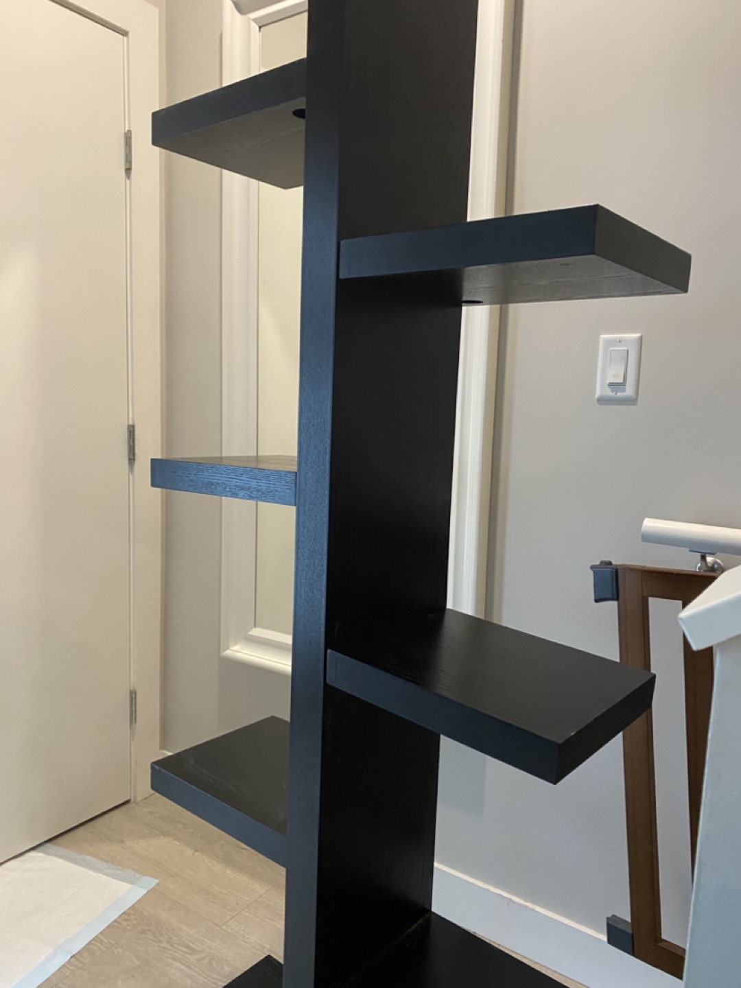 Black 6-shelf narrow bookcase - photo 2