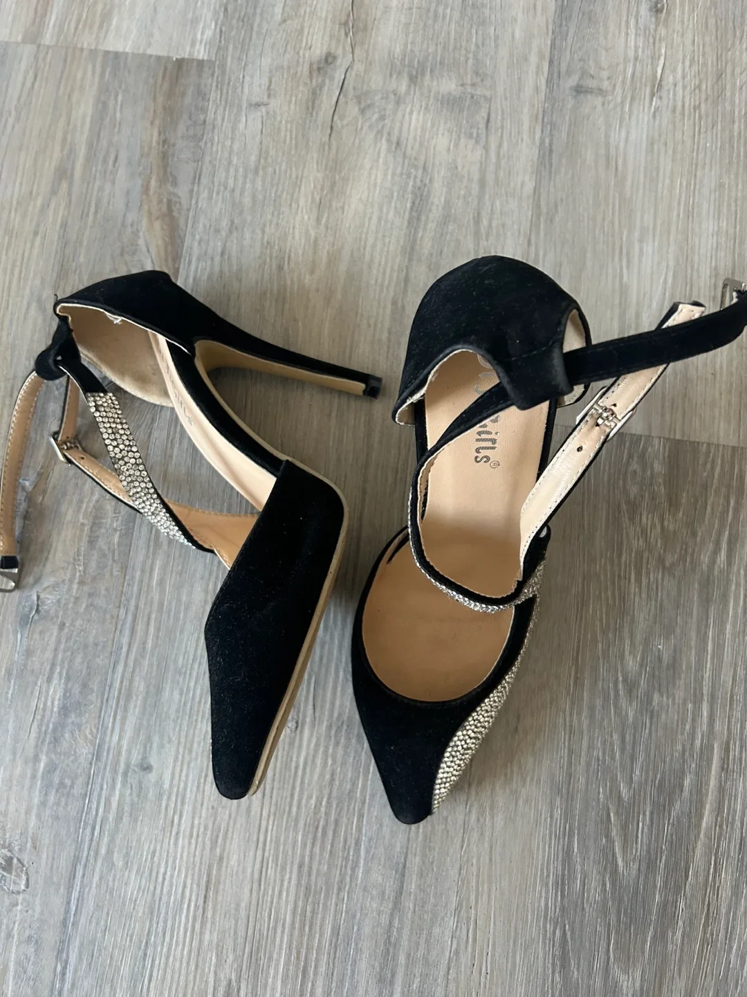 Black Rhinestone Stiletto Heels size 38 (7.5-8) image indicator(4)