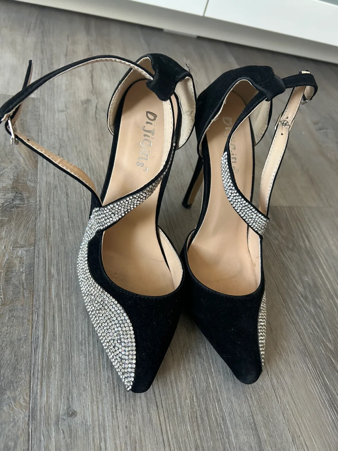 Black Rhinestone Stiletto Heels size 38 (7.5-8) image indicator(3)