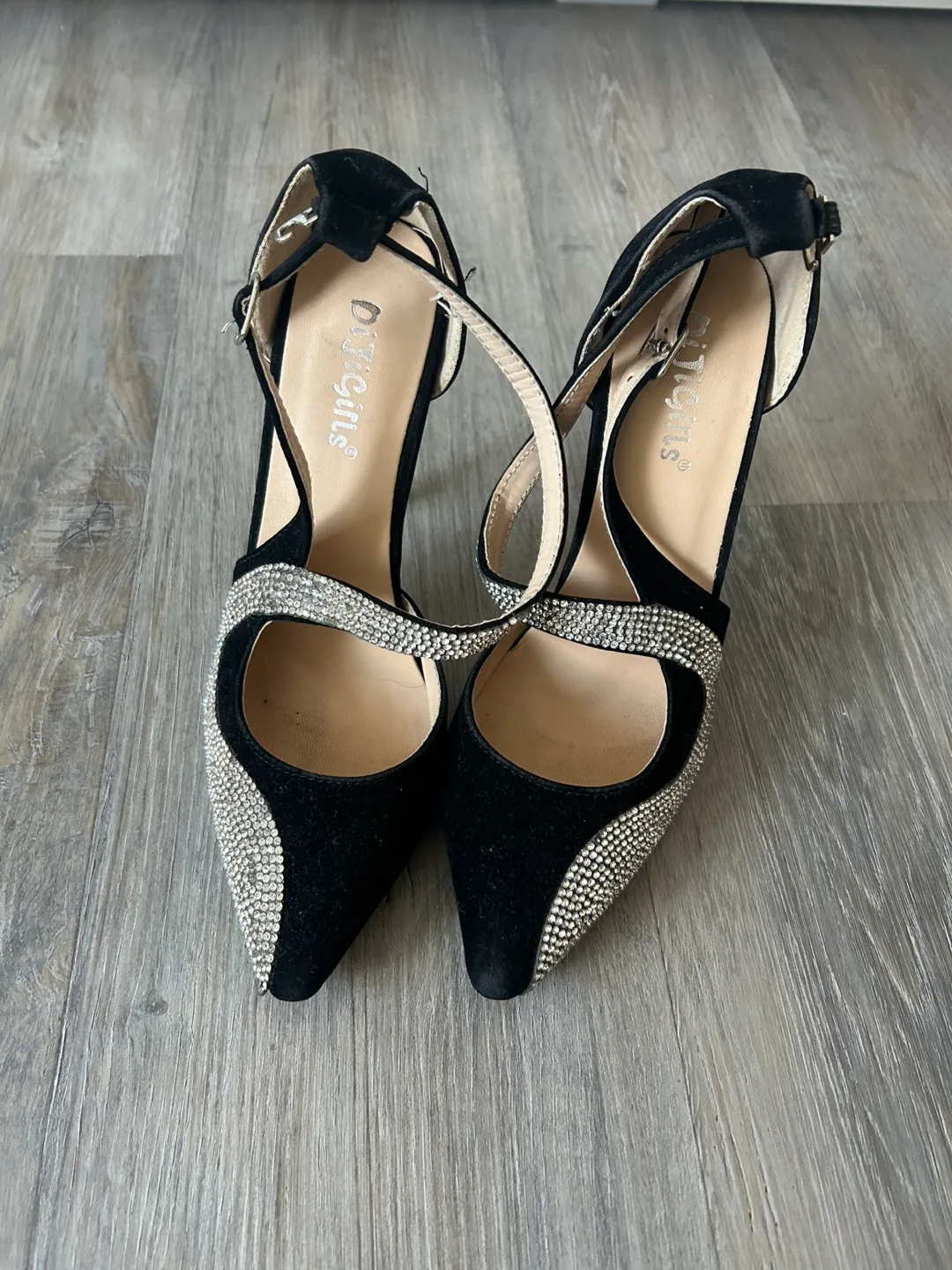 Black Rhinestone Stiletto Heels size 38 (7.5-8) image indicator(2)