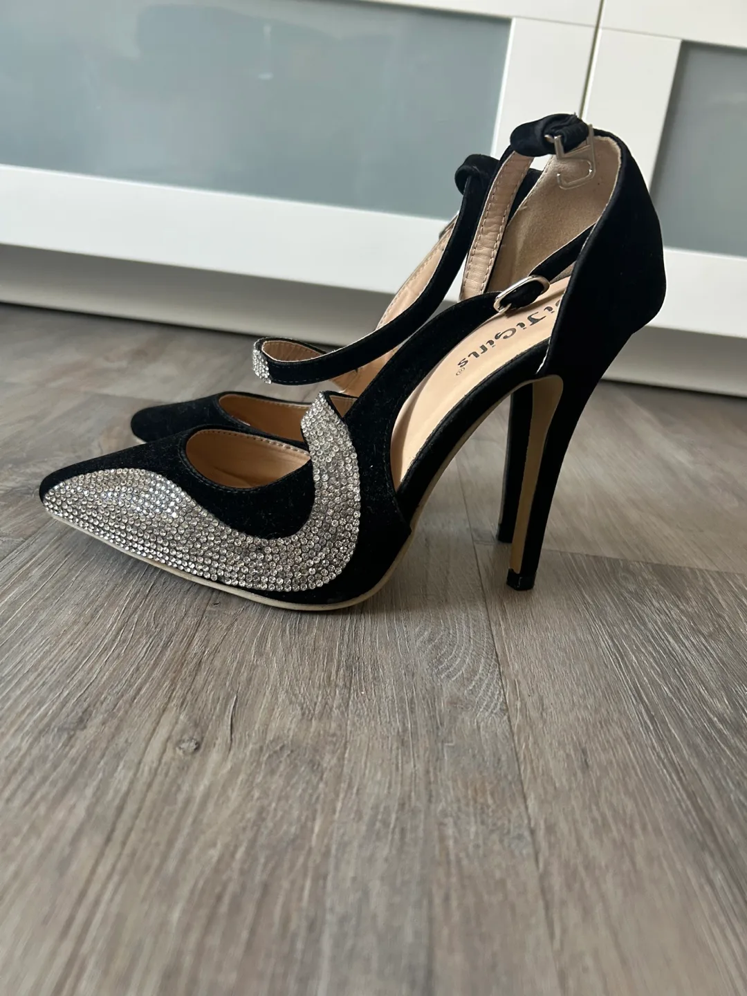Black Rhinestone Stiletto Heels size 38 (7.5-8) image indicator(5)