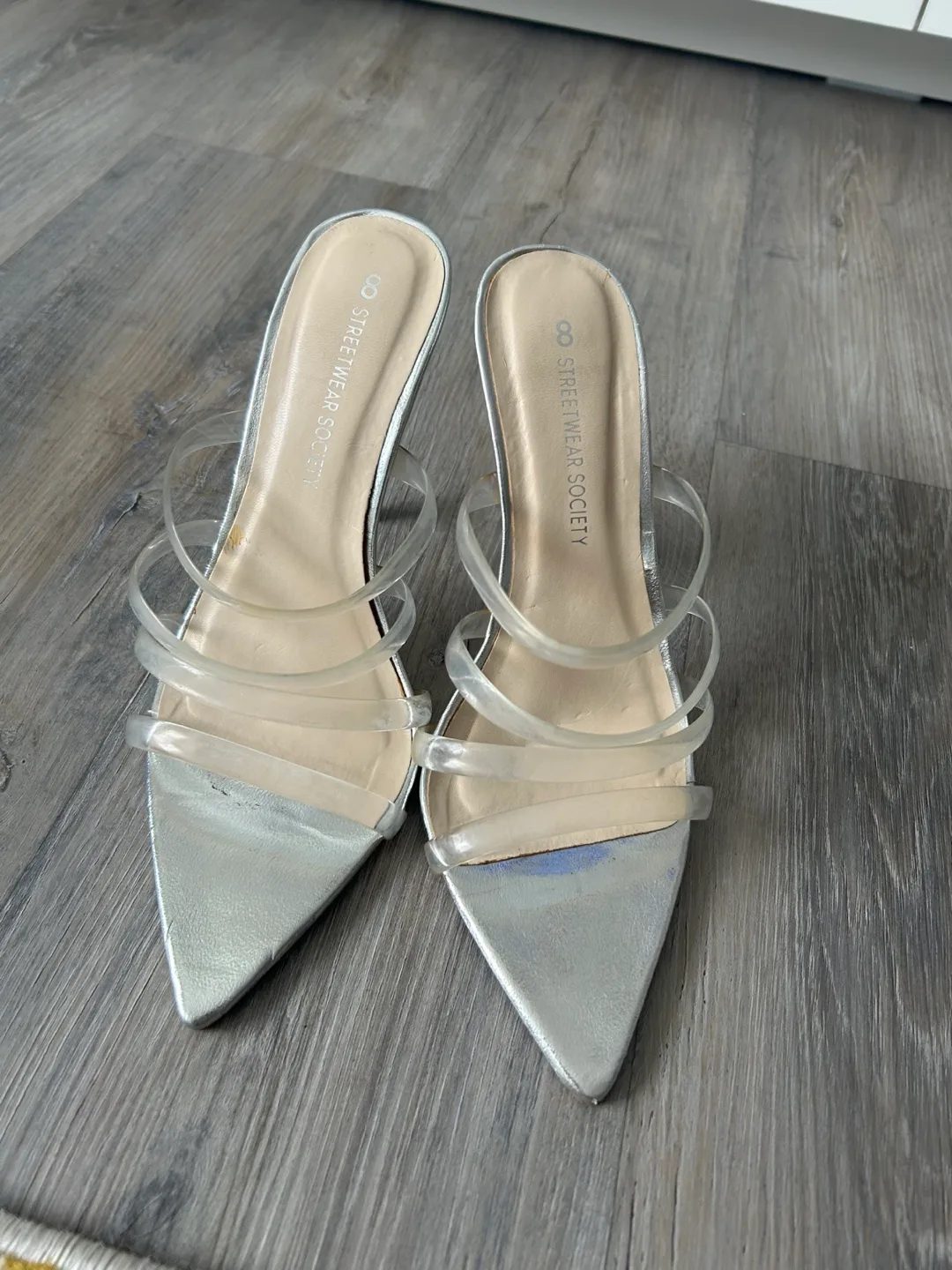 💚Silver Clear Heeled Mules image indicator(2)