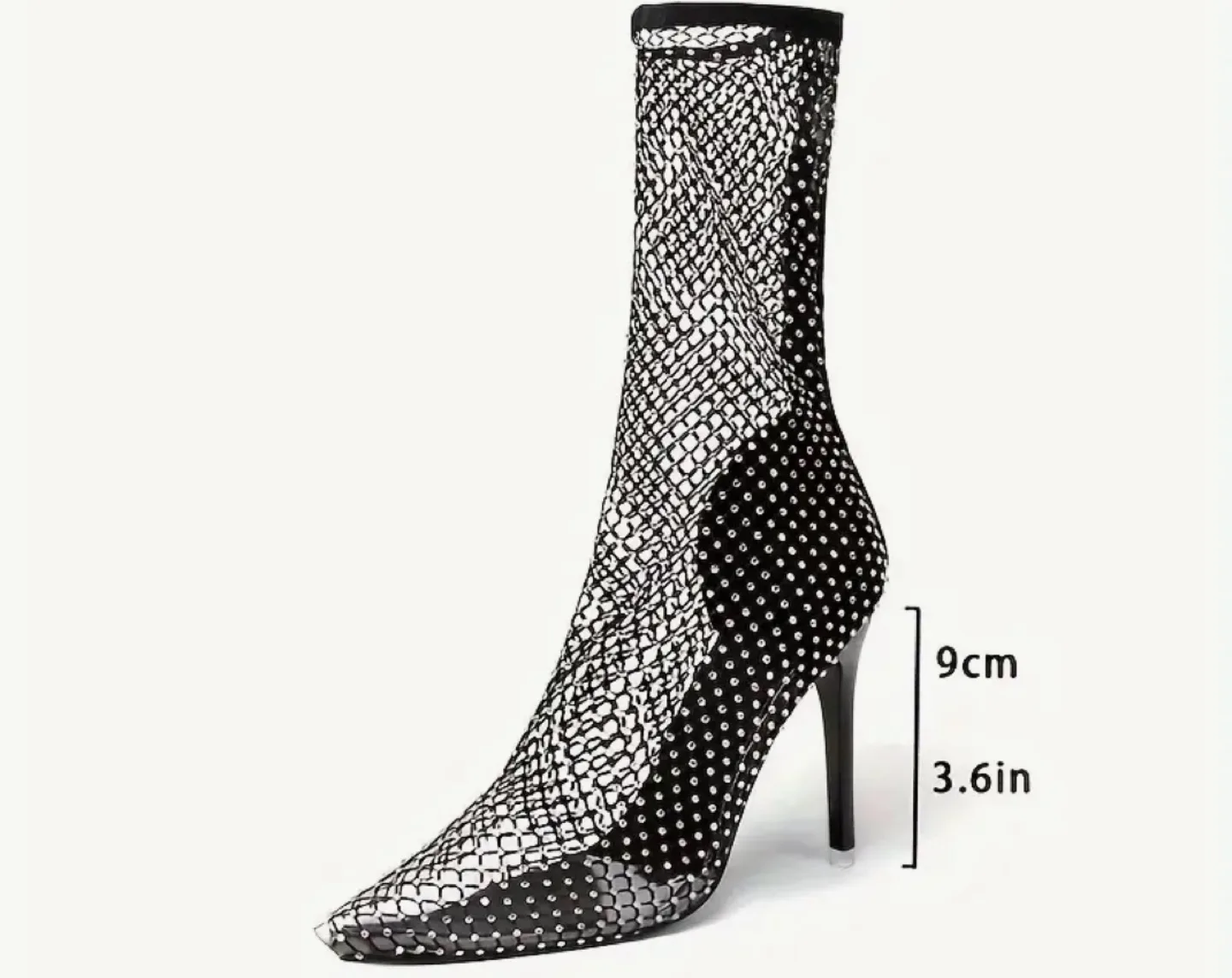 SHEIN Rhinestone Mesh High-Heeled Boots image indicator(3)
