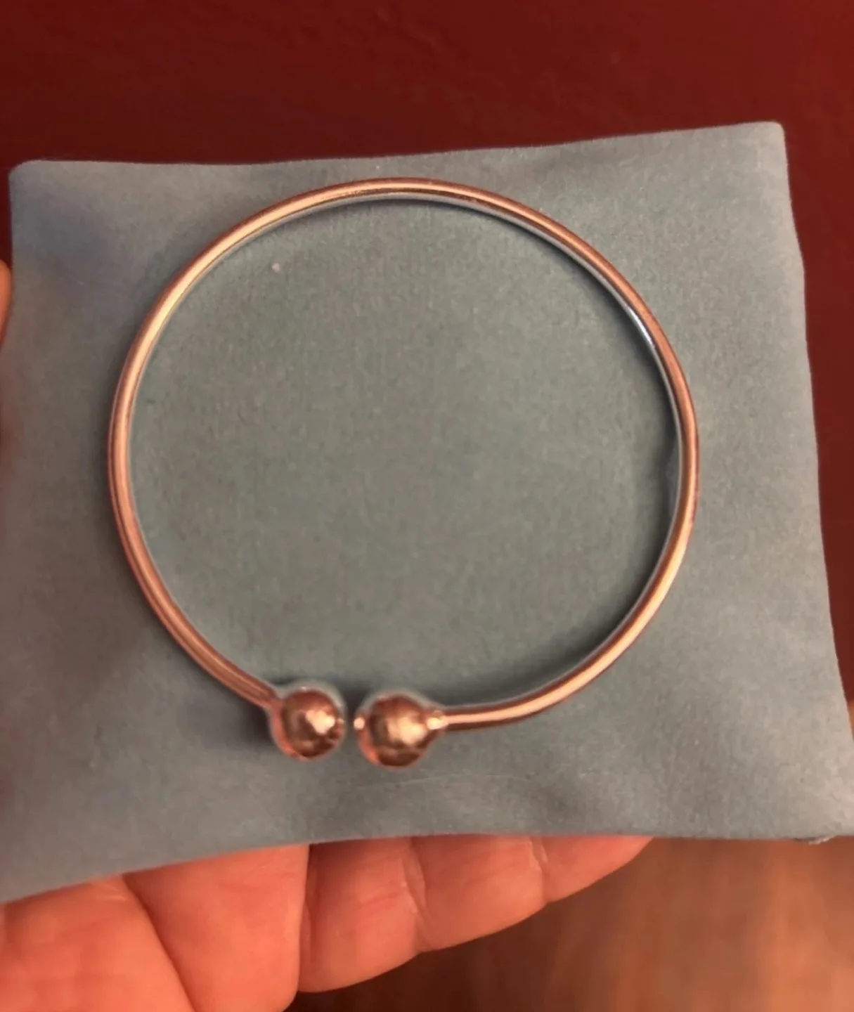 New 925 Sterling Silver Double Ball Bangle Bracelet image indicator(6)