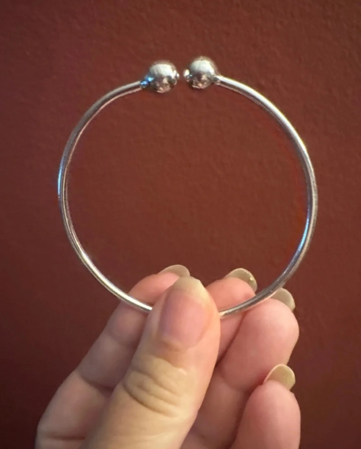 New 925 Sterling Silver Double Ball Bangle Bracelet image indicator(4)