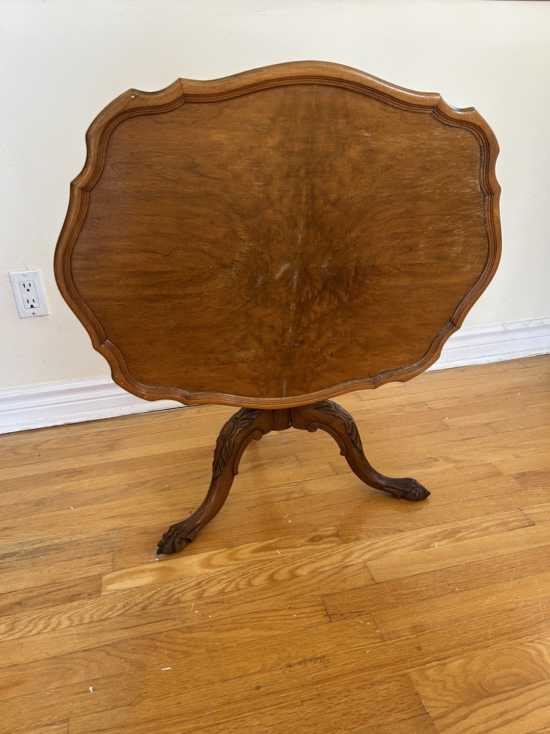 Antique Wooden Tri-Leg Occasional Table - photo 3
