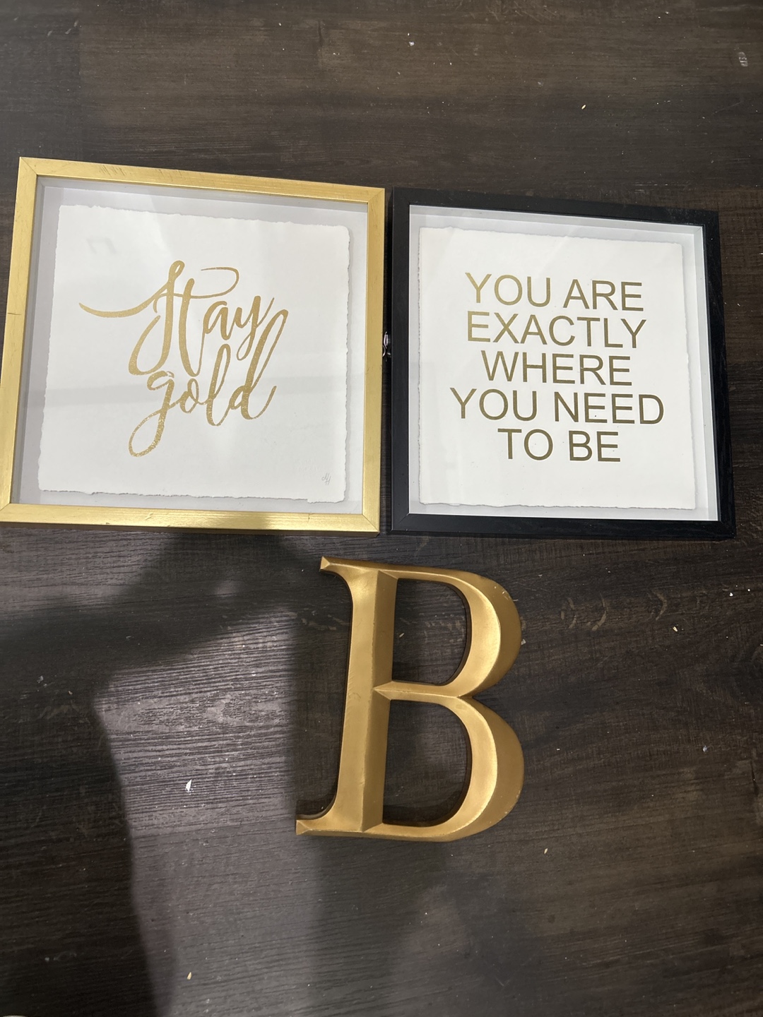 Gold Framed Wall Decor Set & Letter B