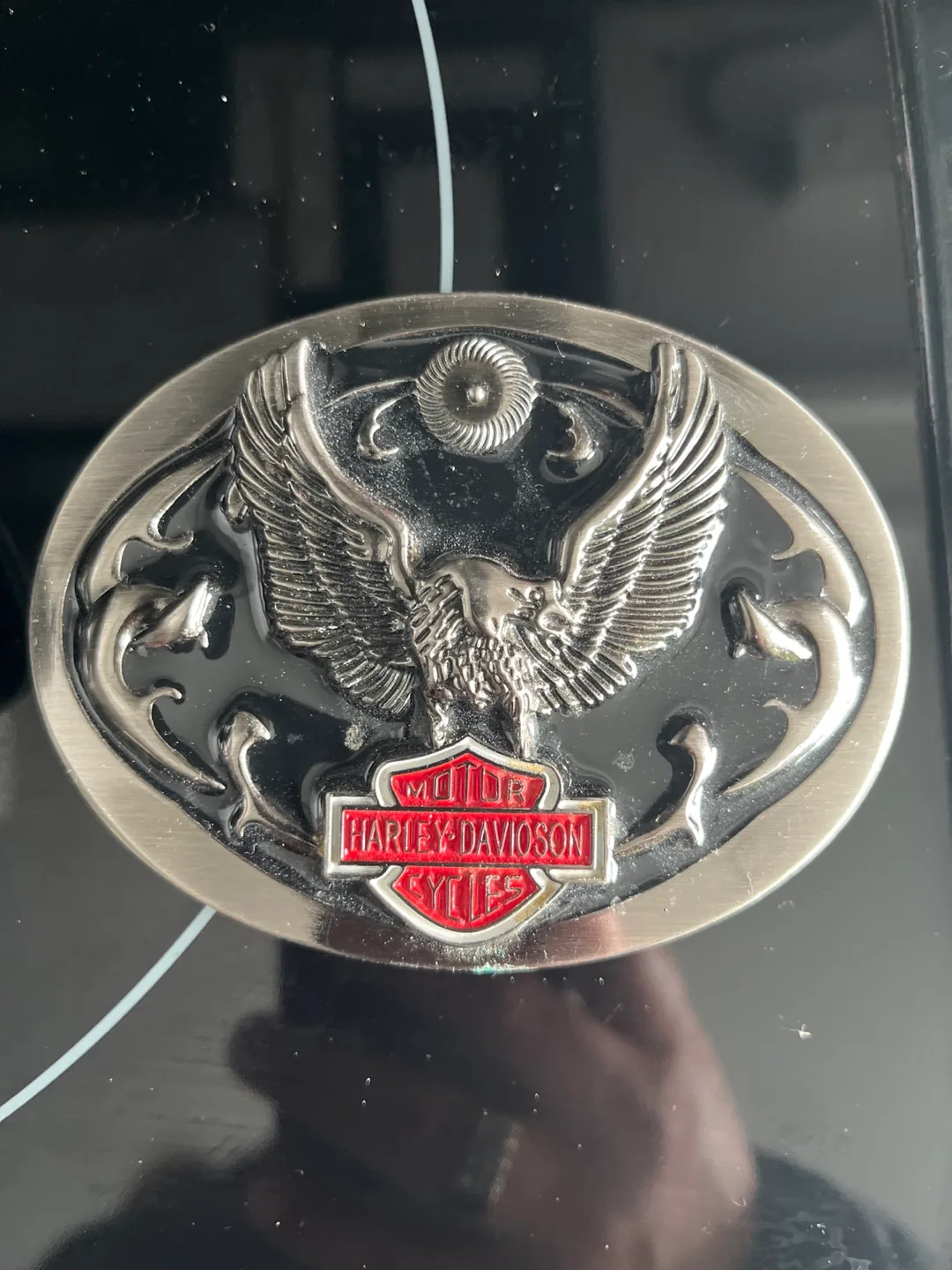 Harley Davidson Eagle Belt Buckle & Leather Phone Case image indicator(3)