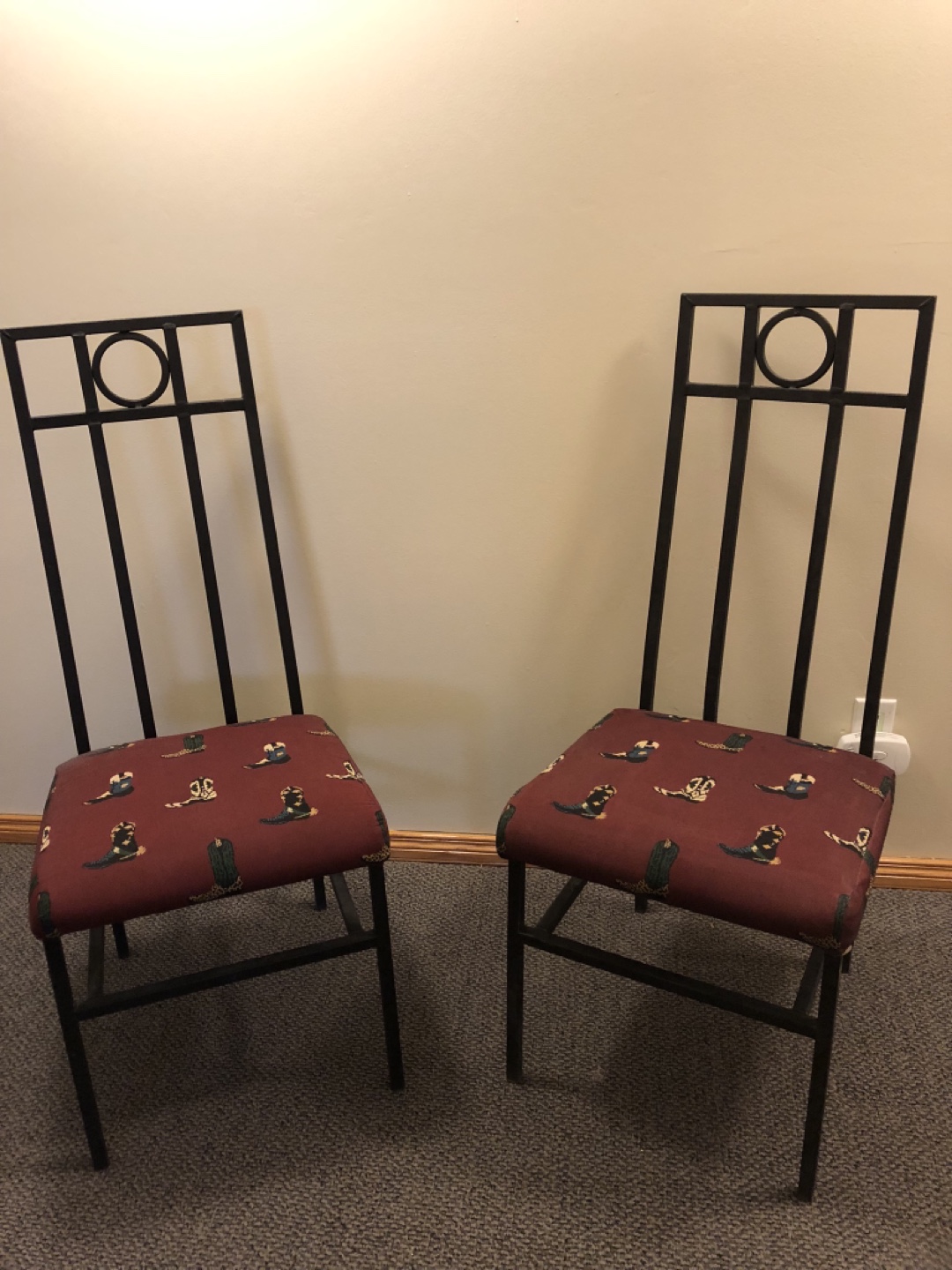 Pair of Wrought Iron Cowboy Boot Chairs - photo 2