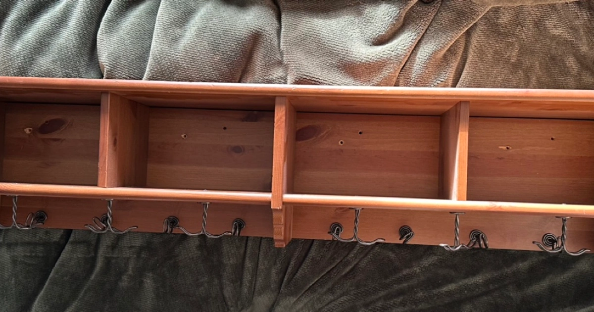 IKEA LEKSVIK Pine Wall Shelf with Hooks Karrot - Main Image