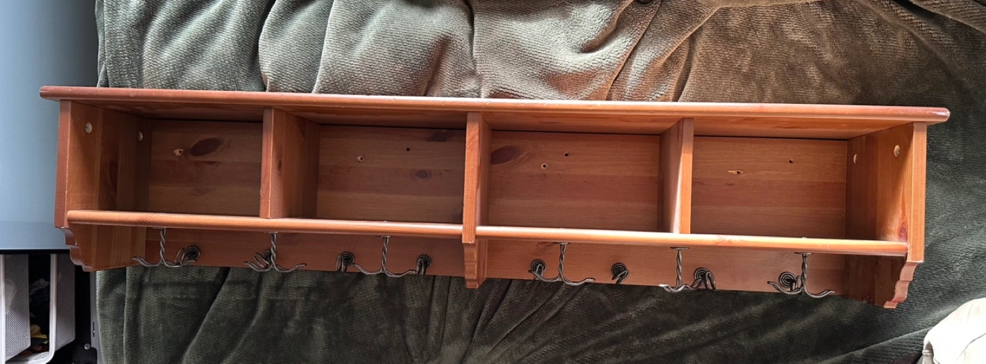 IKEA LEKSVIK Pine Wall Shelf with Hooks Karrot