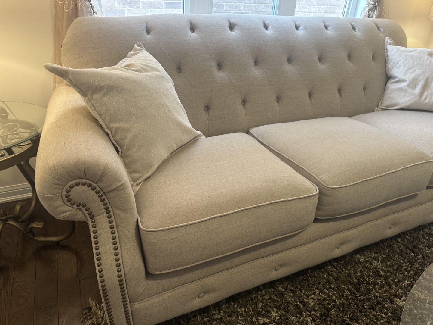 Beige Tufted Sofa - photo 2