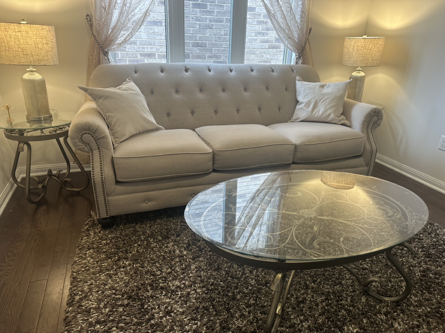 Beige Tufted Sofa
