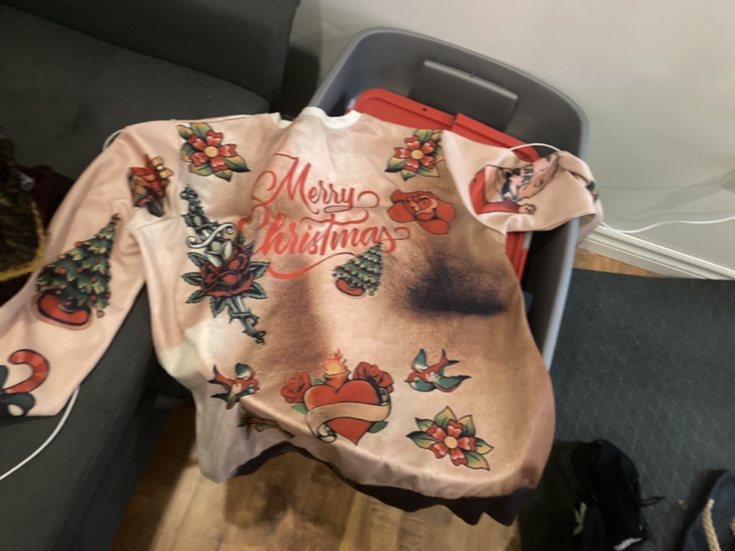 Merry Christmas Tattoo Print Sweater