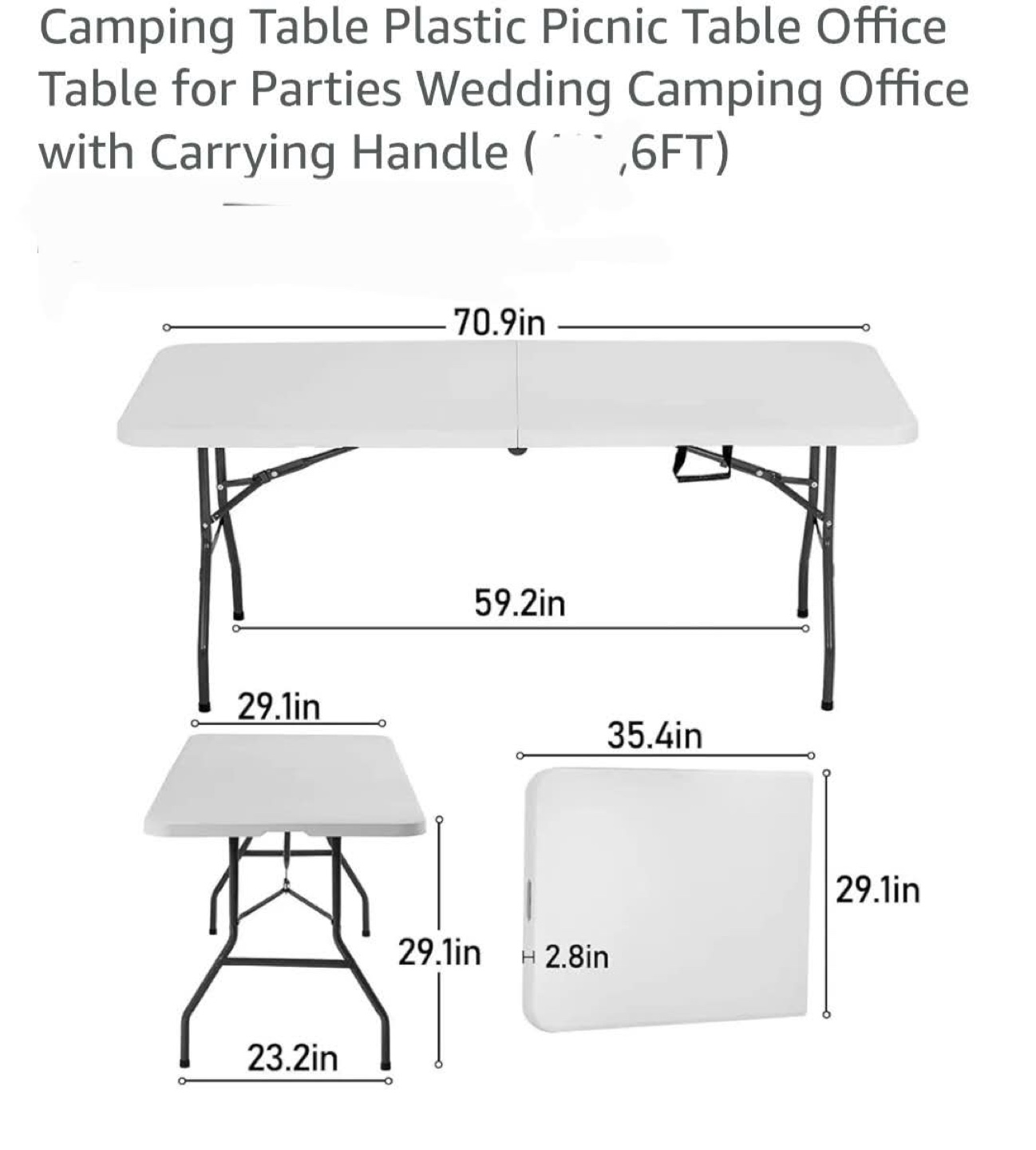 Foldable Plastic Table - 6FT - photo 2