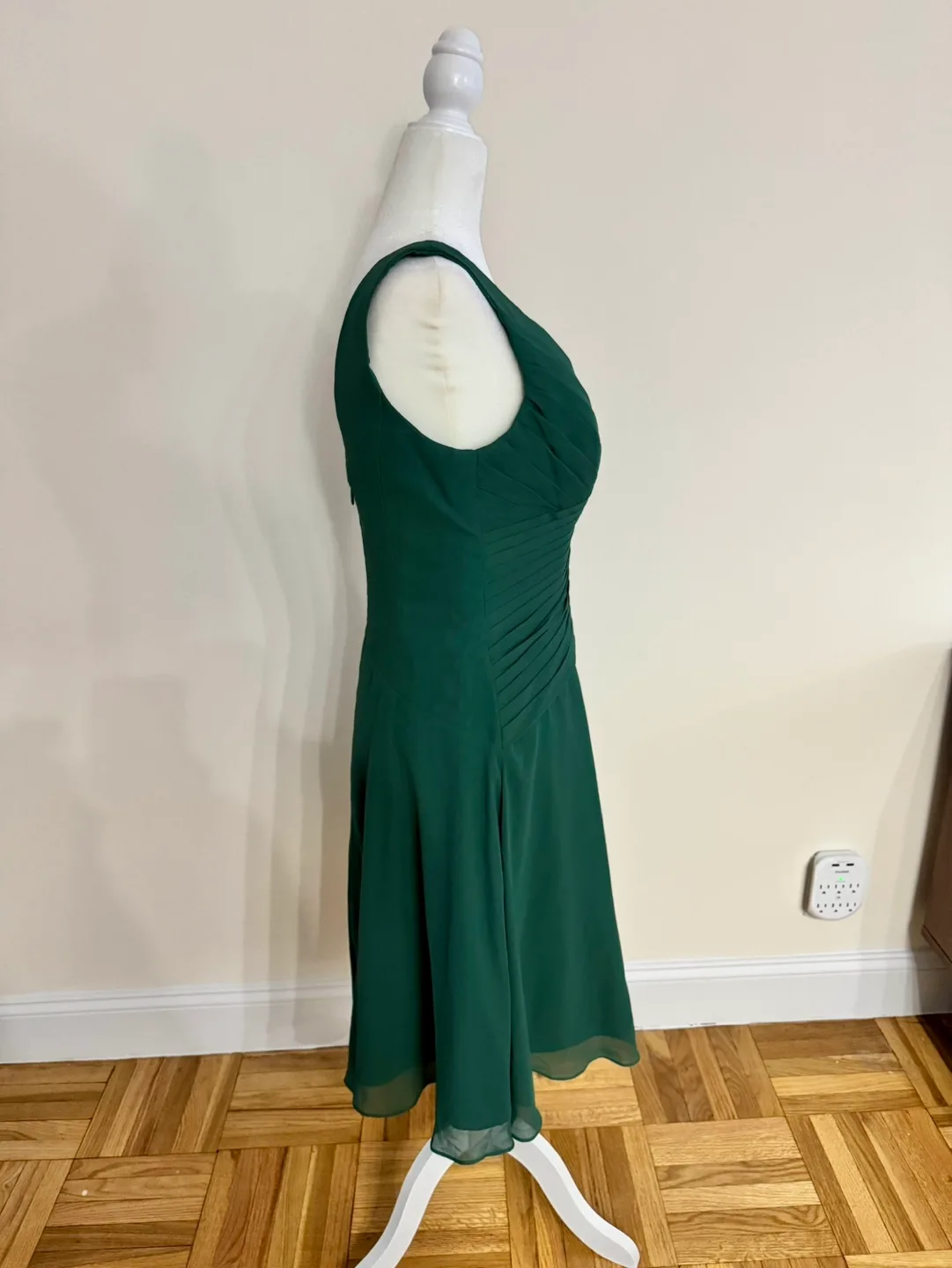 Azazie Dark Green A-Line Dress | Size 6 image indicator(3)
