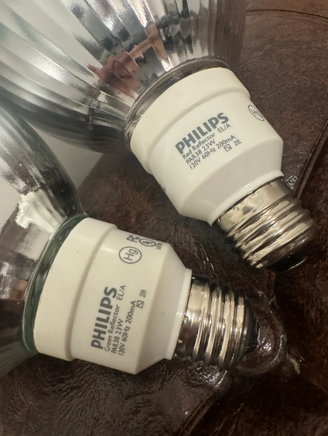 Pair of Philips PAR38 12V 50W Reflector Bulbs - Red & Green image indicator(2)