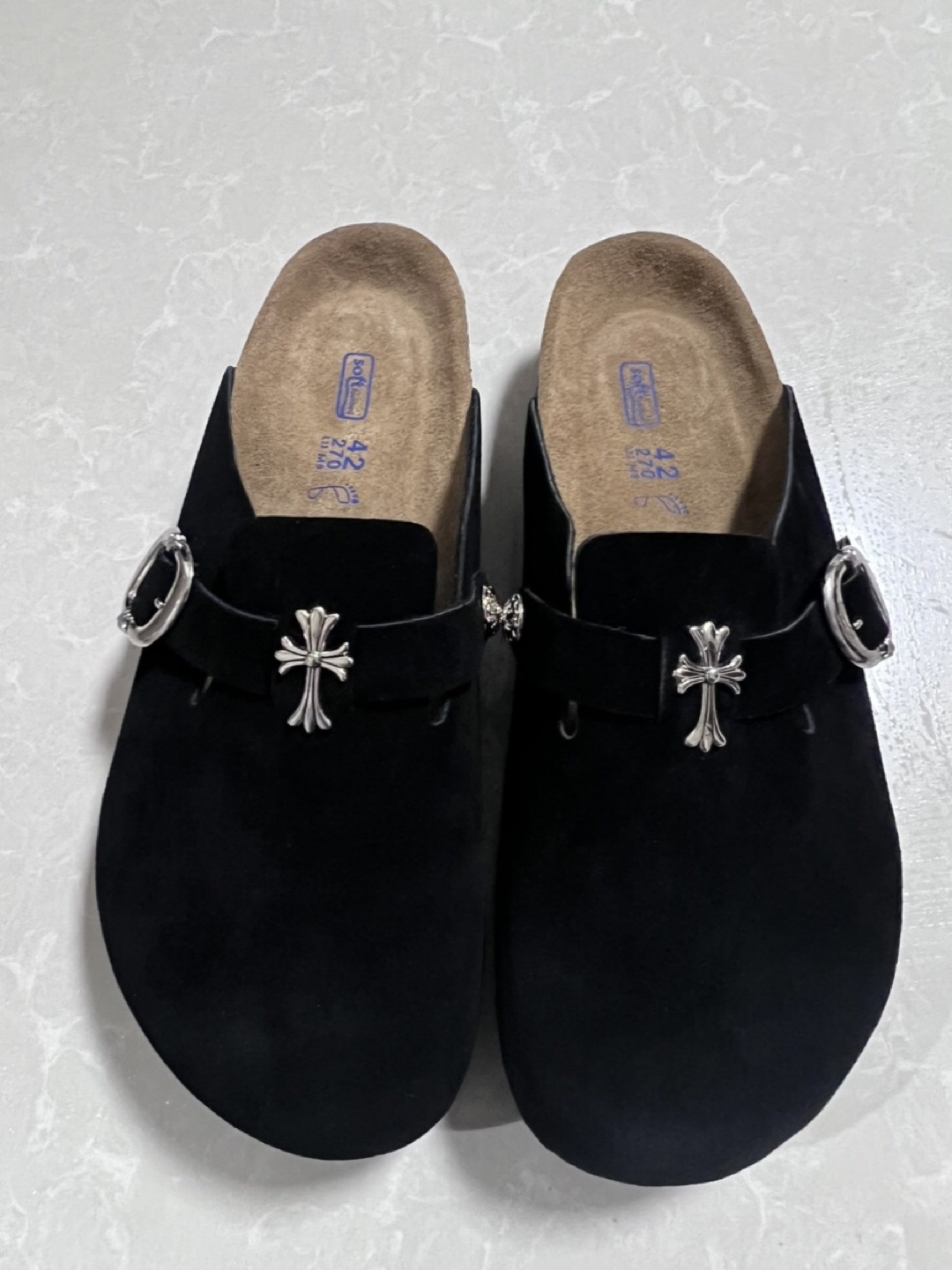 Chrome Hearts x Birkenstock Boston Suede Clogs