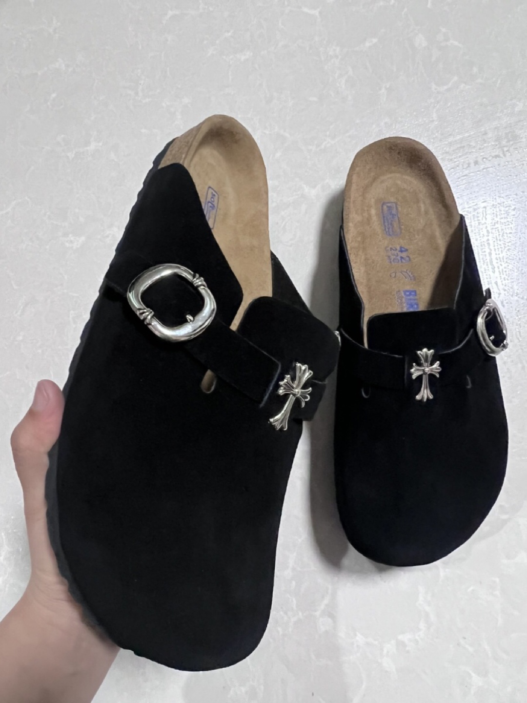 Chrome Hearts x Birkenstock Boston Suede Clogs - photo 3