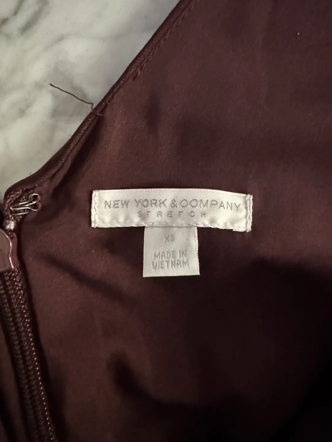 New York & Company Fit and Flare Burgundy Dress | Size XS image indicator(6)