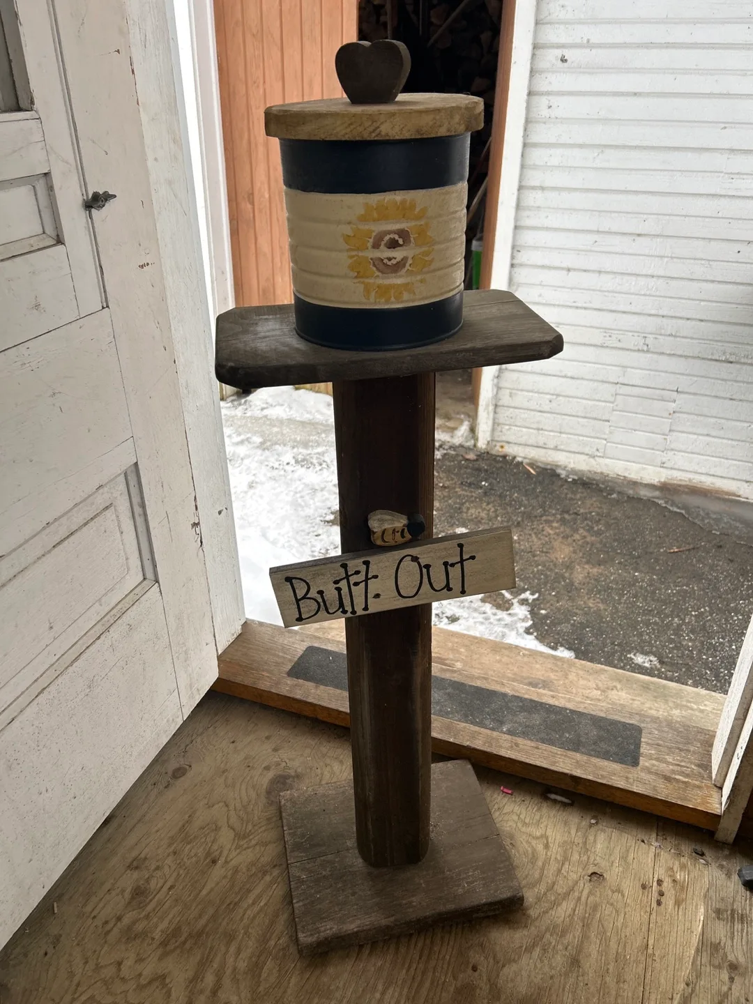 Rustic Butt Out Stand with Sunflower Decor