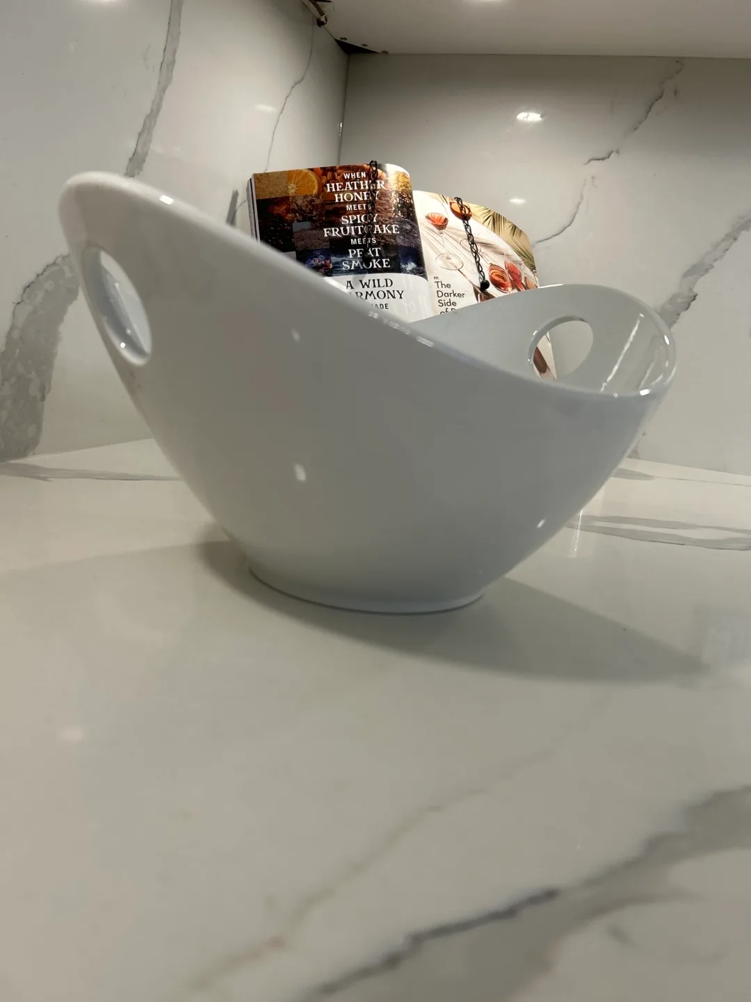 White Ceramic Serving Bowl with Handles image indicator(2)