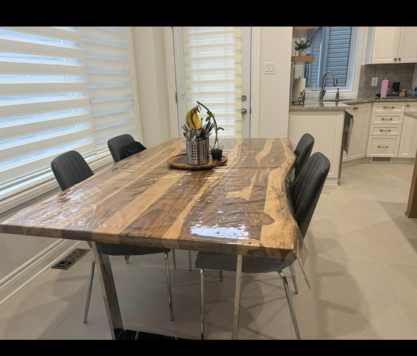 Live Edge Dining Table with Metal Legs