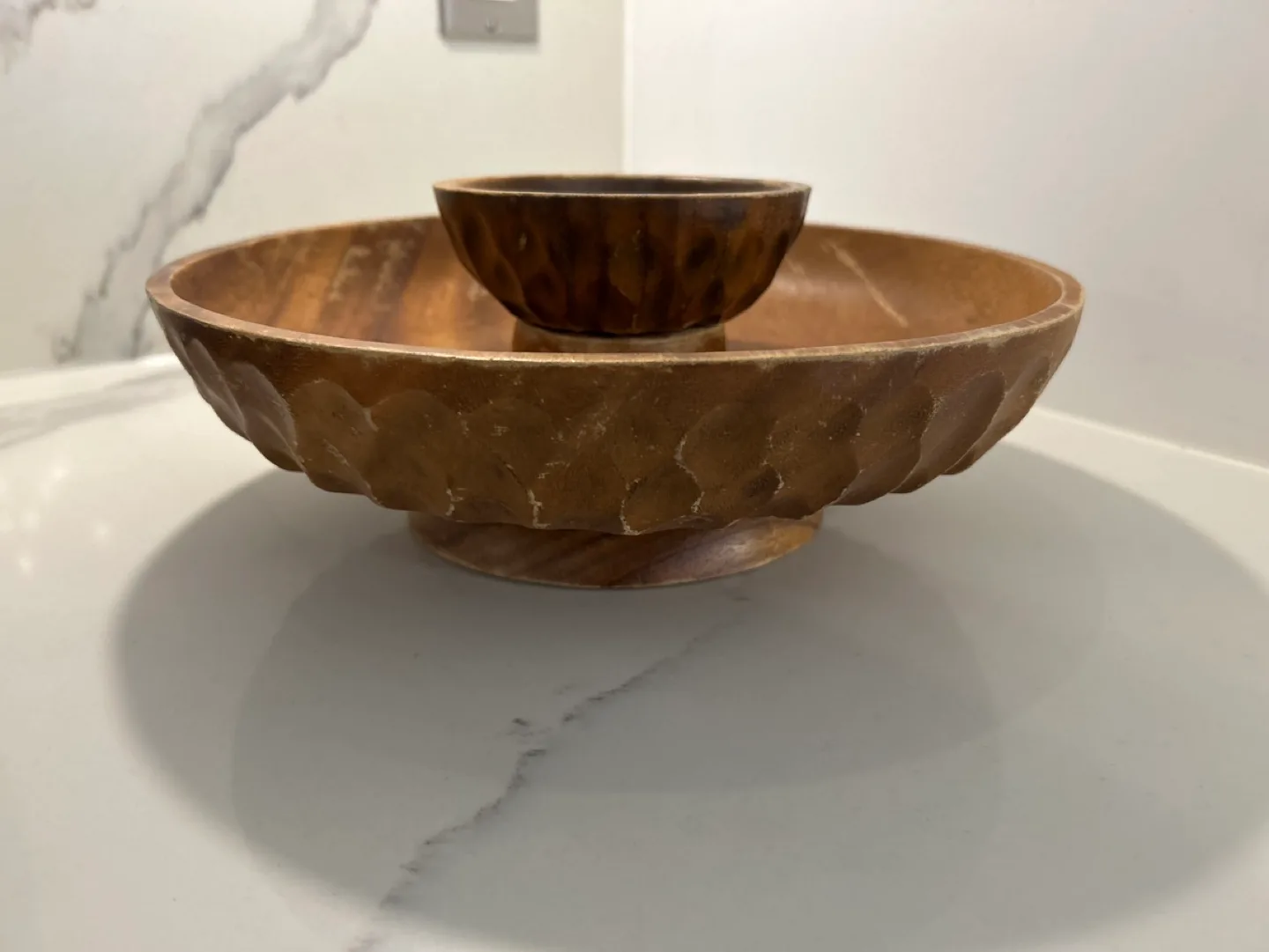 Wooden Two-Tiered Serving Bowl Set image indicator(2)