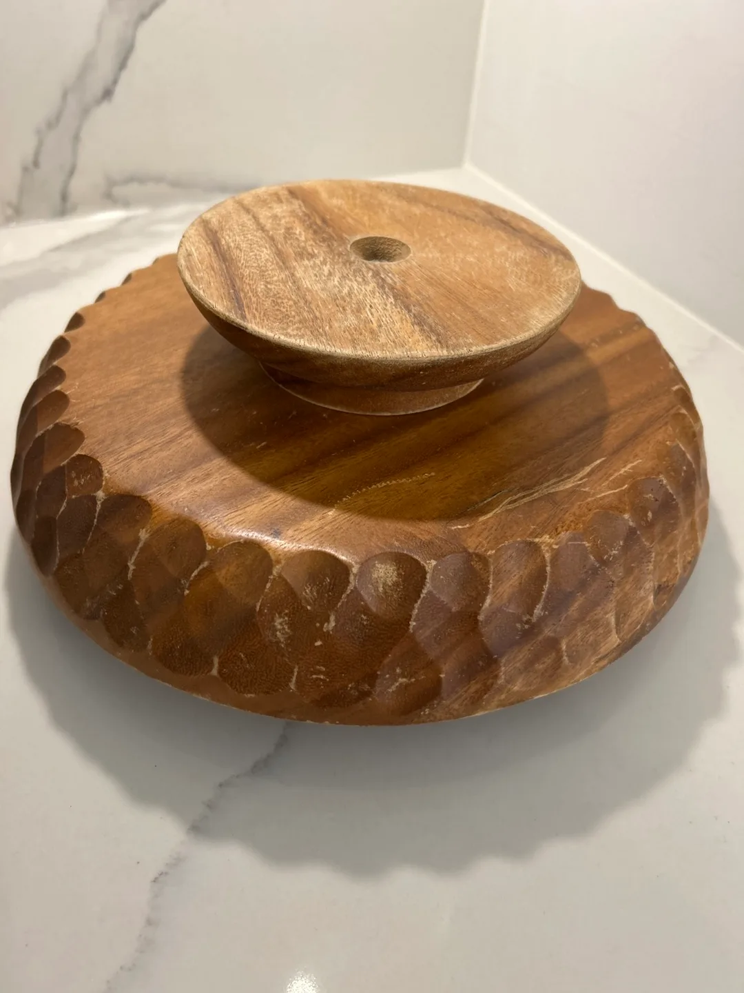 Wooden Two-Tiered Serving Bowl Set image indicator(4)
