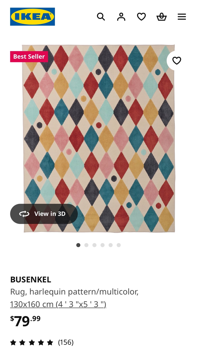 IKEA BUSENKEL Rug - Harlequin Pattern, Multicolour