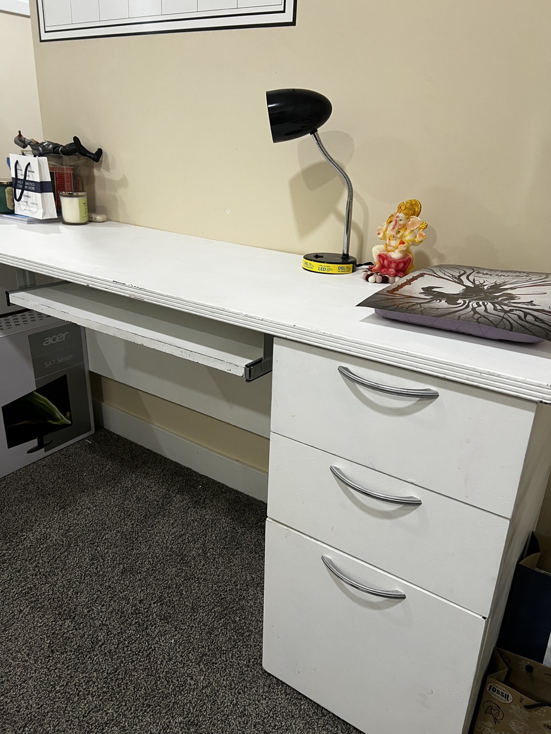 White Computer Desk with Three Drawers - photo 4