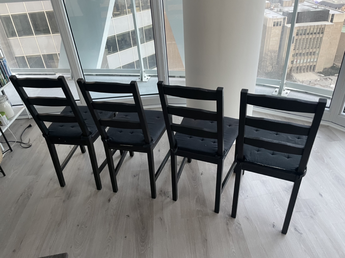 Four Black Dining Chairs with Cushions - photo 3