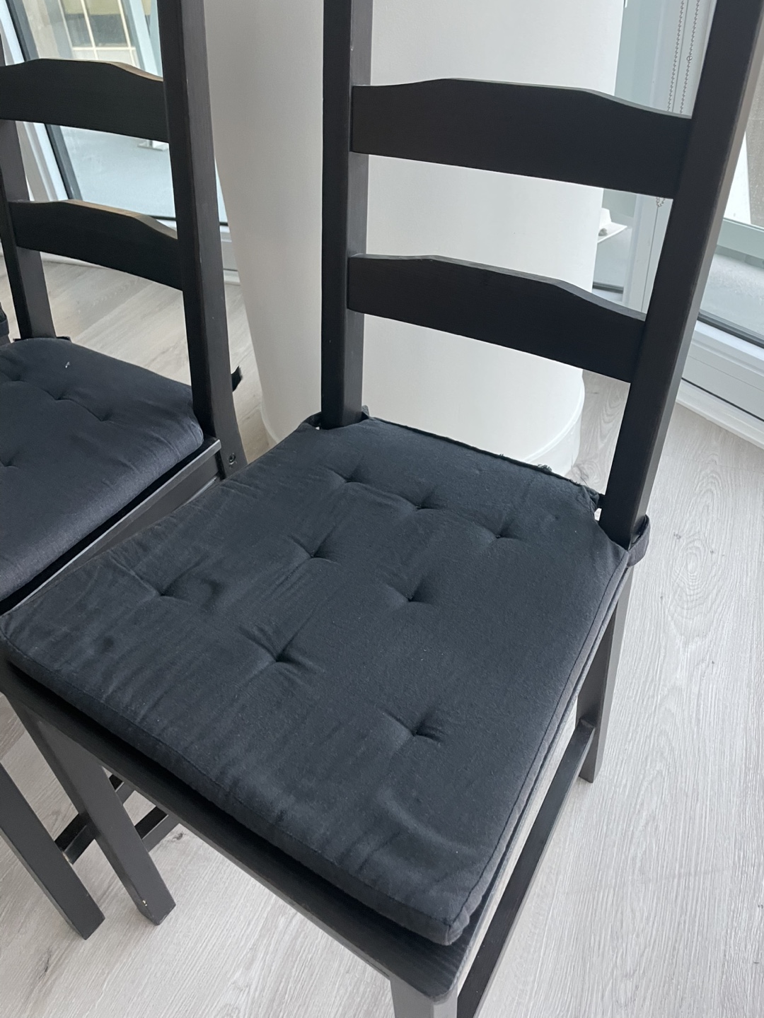 Four Black Dining Chairs with Cushions - photo 2