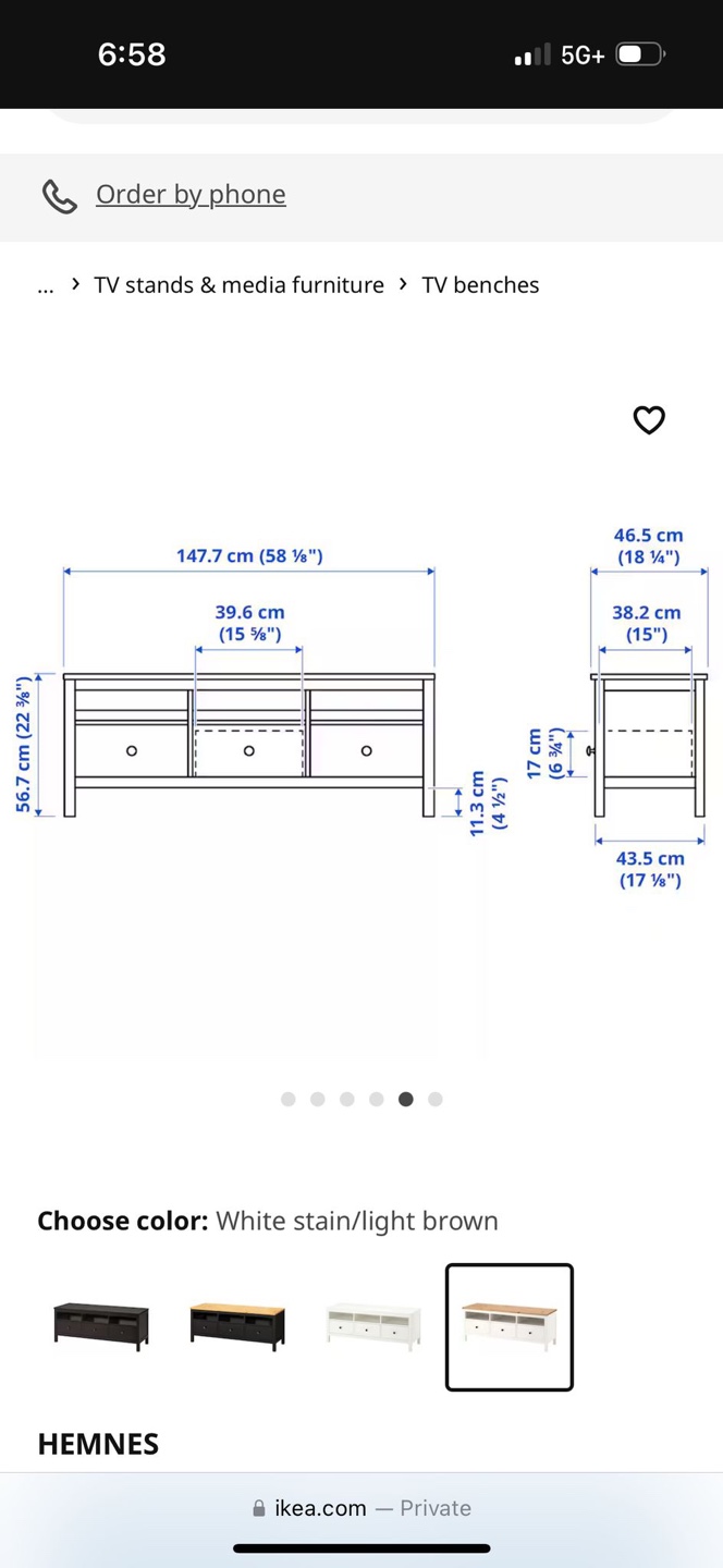IKEA HEMNES TV Bench - White Stain/Light Brown - photo 4