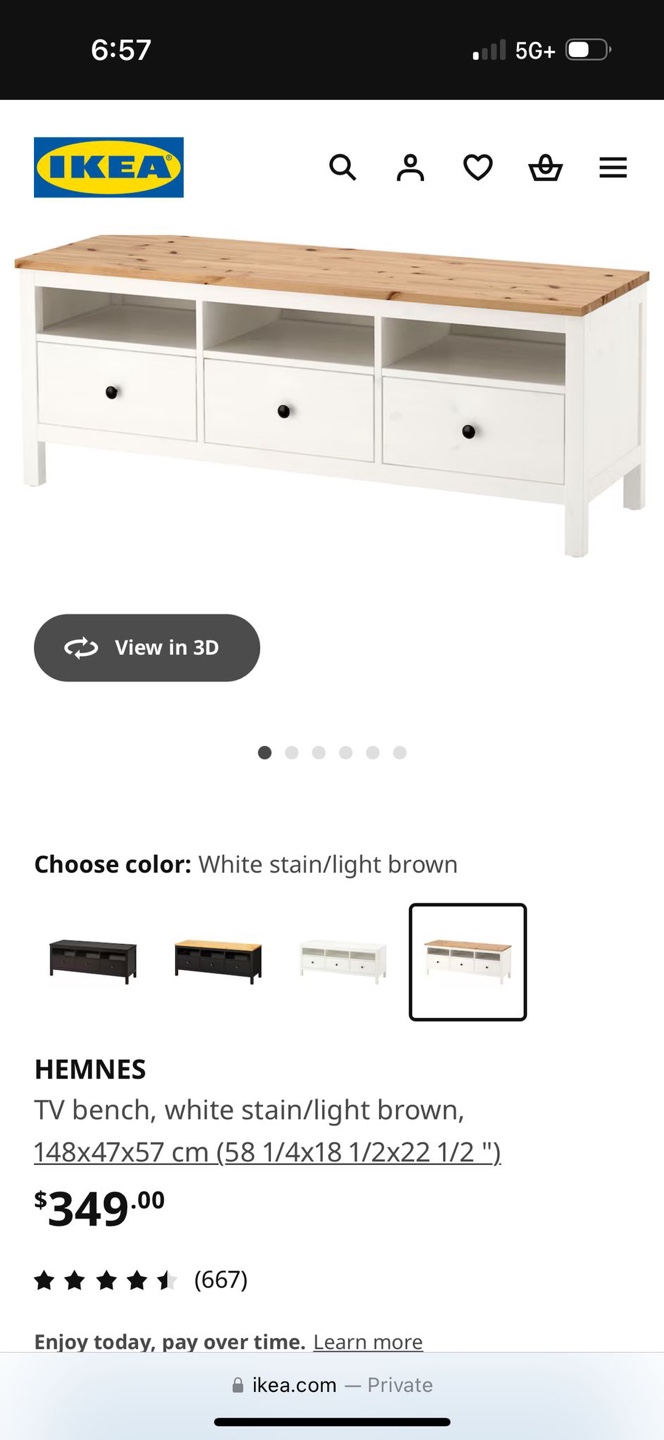 IKEA HEMNES TV Bench - White Stain/Light Brown - photo 5
