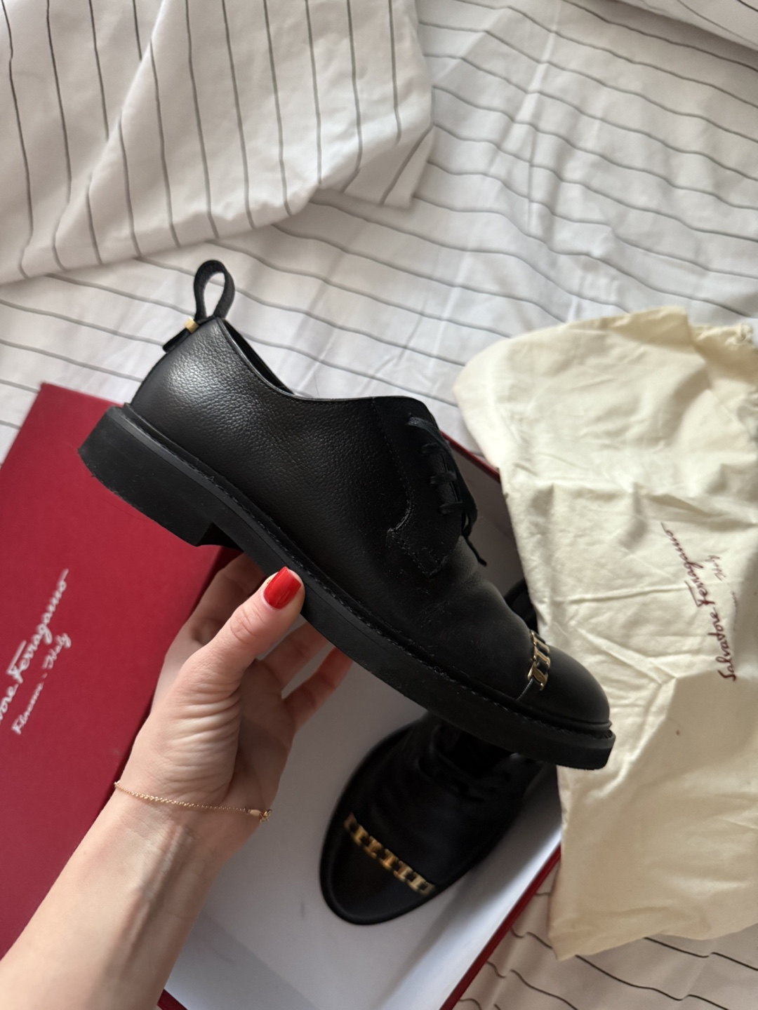 Salvatore Ferragamo Black Leather Oxford Shoes Size 6