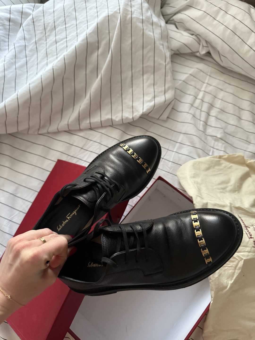 Salvatore Ferragamo Black Leather Oxford Shoes Size 6 - photo 3