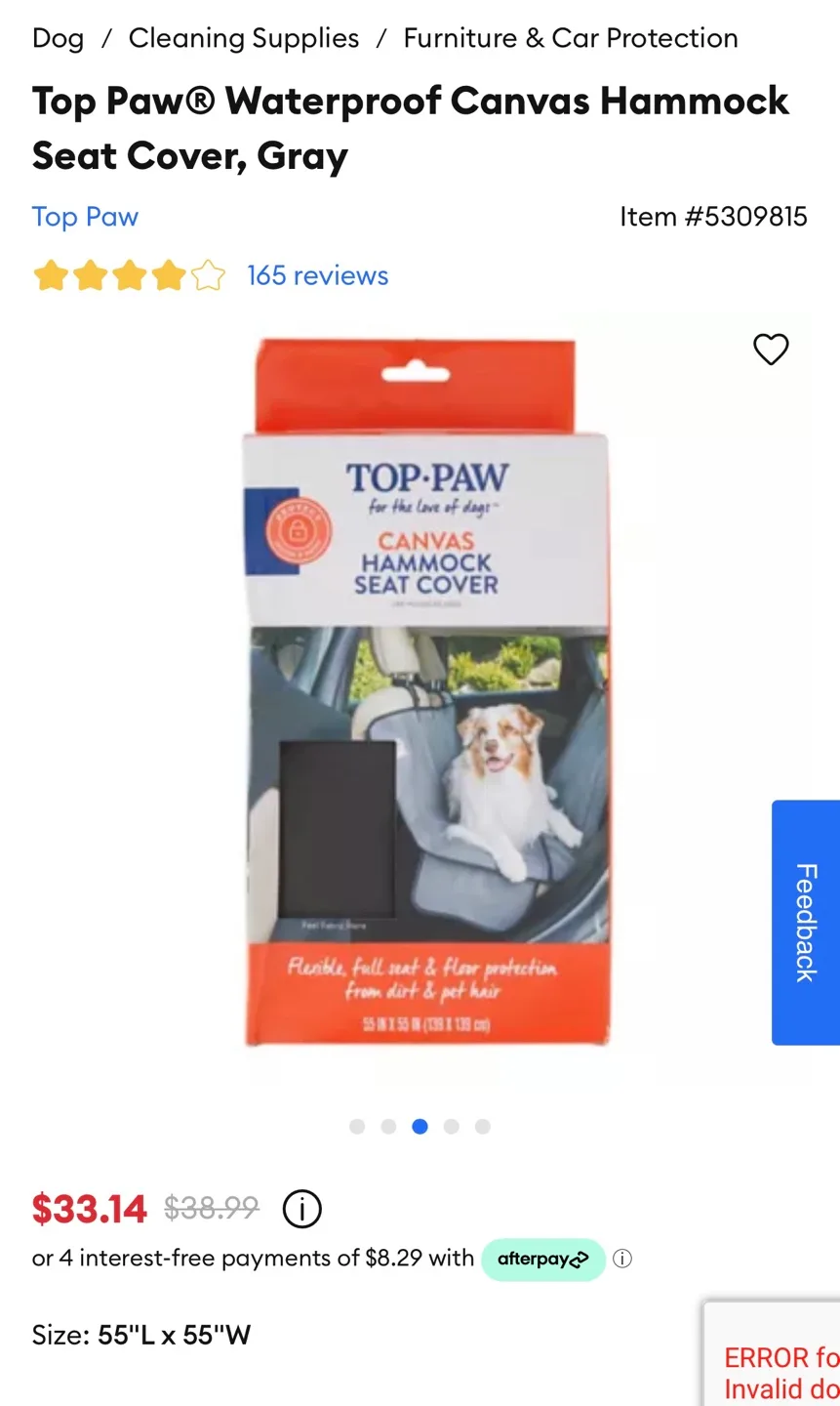 Top Paw Waterproof Canvas Hammock Seat Cover, Gray, 55"L x 55"W image indicator(4)
