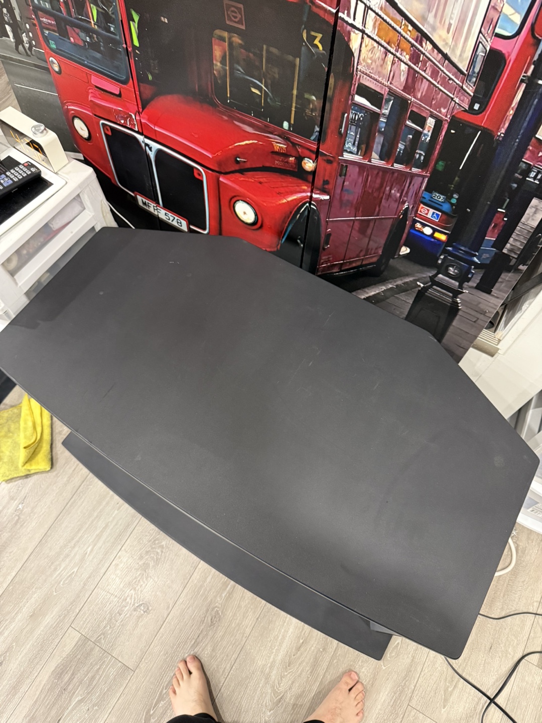 Black TV Stand with Glass Shelf - photo 3