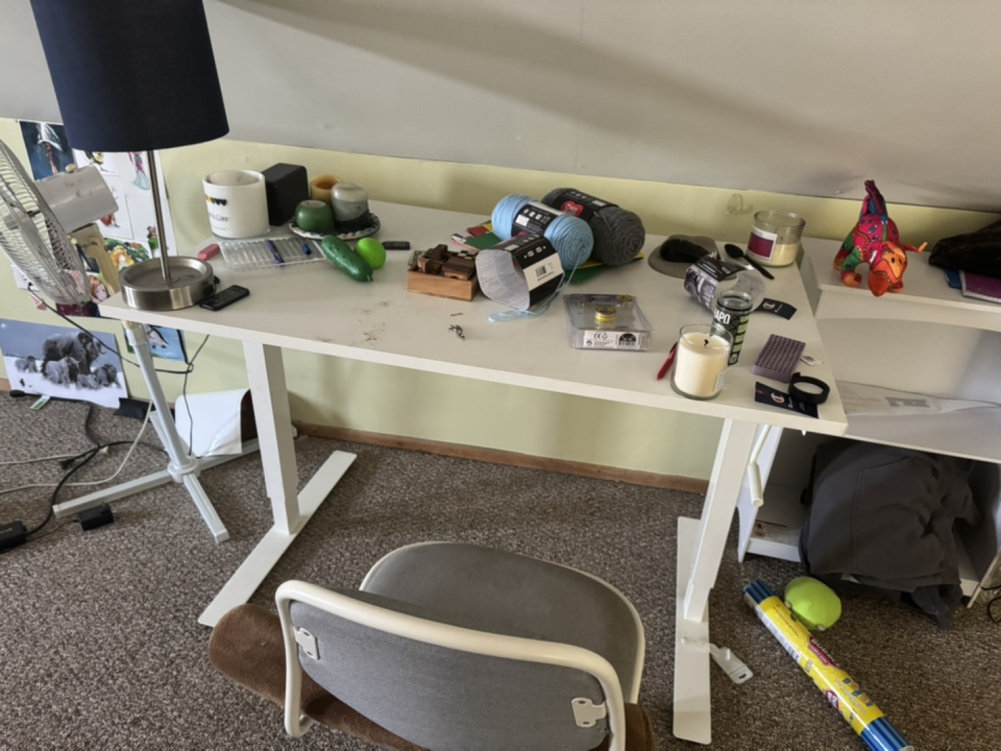 White Standing Desk with Chair