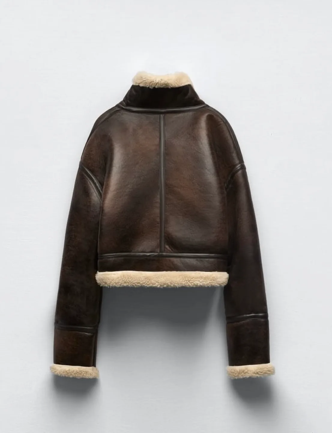 Zara Brown Shearling Aviator Jacket image indicator(5)
