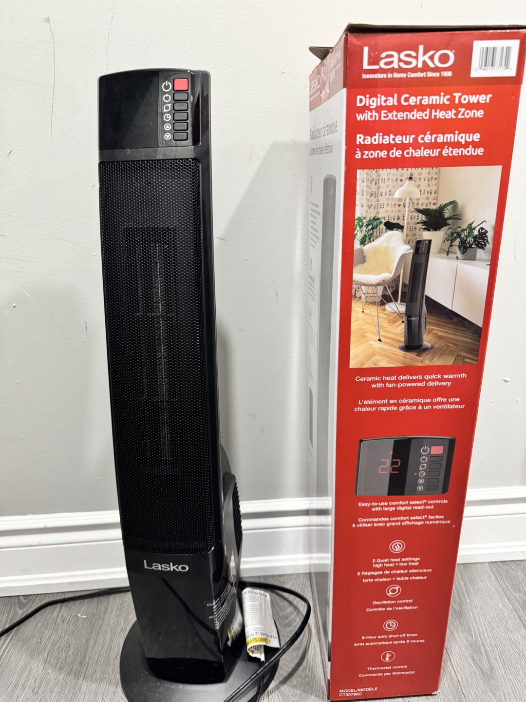 Lasko Digital Ceramic Tower Heater with Extended Heat Zone