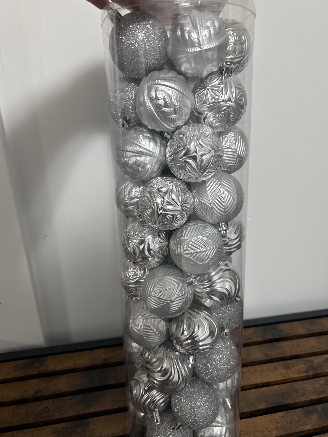 50-Piece Shatter-Resistant Silver Christmas Ornament Set - photo 2